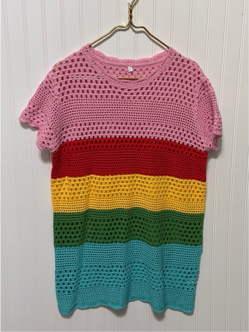 CARACILLA Rainbow Knit Swimsuit Swim Cover Up Dress Womens Size  Medium